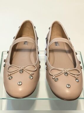 Bandolino Prity3 Mary Jane Ballet Flats Light Pink Rhinestone 7.5M
